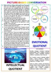 English Worksheet: Picture-based conversation : topic 78 - Emotional Quotient vs Intellectual Quotient