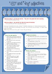 English Worksheet: -ING or -ED Adjectives