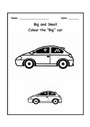 English Worksheet: Big and small premath concept