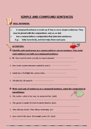 English Worksheet: simple and compound sentence/ rules and activities