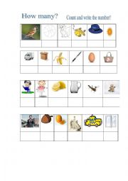English Worksheet: Count and Write!