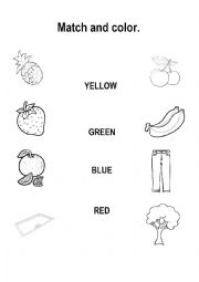English Worksheet: Colors (red, yellow, blue, green)