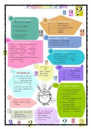 English Worksheet: Prepositions of time