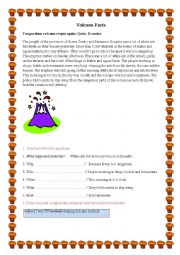 English Worksheet: Volcano facts