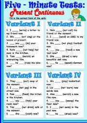 Five-Minute Tests: Present Continuous