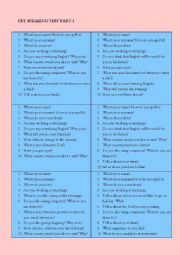 English Worksheet: PET SPEAKING PART 1