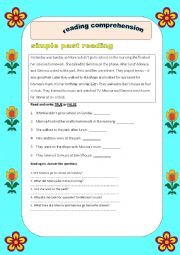 English Worksheet: simple past reading