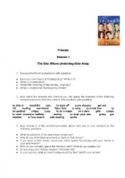 English Worksheet: Thanksgiving - Friends - The One Where Underdog Gets Away