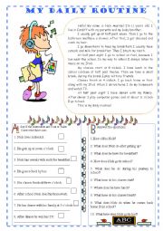 English Worksheet: My daily routine - reading