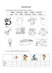 English Worksheet: DIAGNOSTIC TEST: Vocabulary and verb CAN