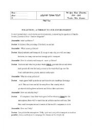 English Worksheet: pollution