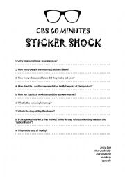 English Worksheet: CBS 60 minutes - Sticker Shock
