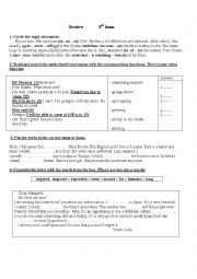 English Worksheet: review