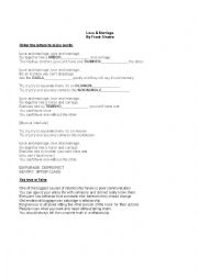 English Worksheet: Love and marriage speaking