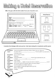 English Worksheet: Making a Hotel Reservation