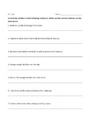 English Worksheet: Subject Verb Agreement/Plurals Quiz