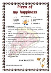 English Worksheet: Pizza of my happiness recipe