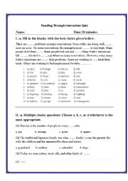 English Worksheet: Reading comprehension quiz (intermediate)