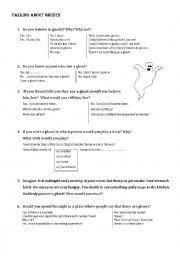 English Worksheet: Talking about Ghosts_Basic