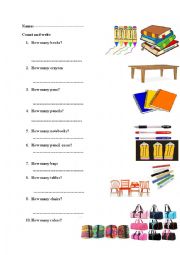 English Worksheet: how many?