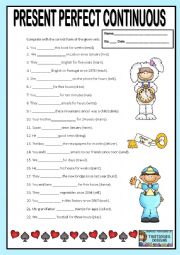 English Worksheet: PRESENT PERFECT CONTINUOUS