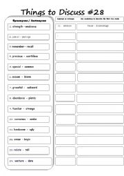 English Worksheet: Things to discuss #28