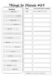 English Worksheet: Things to discuss #29