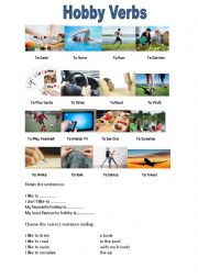 English Worksheet: Hobby Verbs