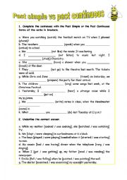 Past simple vs past continuous exercises