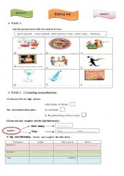 English Worksheet: Listening about eating out and ordering food at a restaurant 