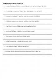 English Worksheet: Rephrase the Sentences