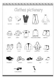 English Worksheet: Clothes Pictionary