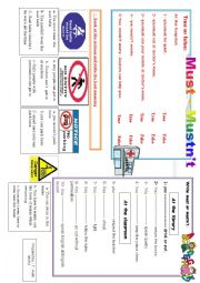 English Worksheet: must-mustnt