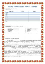English Worksheet: Word formation part 2 - mainly verbs + KEY