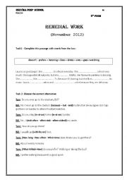 English Worksheet: Remedial work 8th form Tunisian school