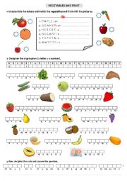 English Worksheet: VEGETABLES AND FRUIT