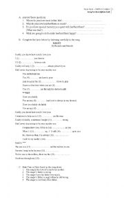 English Worksheet: Song for listening skill of descriptive text