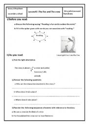English Worksheet: The Fox and The crow