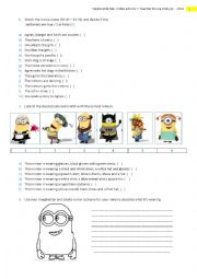 English Worksheet: Despicable Me - Comprehension and CLOTHES for kids