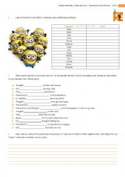 English Worksheet: Despicable me - video activity - past simple