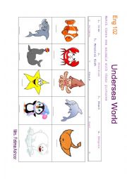 English Worksheet: sea animals