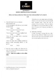 English Worksheet: MTV Cribs (worksheet) - Naomi Campbell & Kelly Rowland