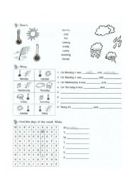 English Worksheet: Days and weather