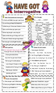 English Worksheet: have got-interrogative