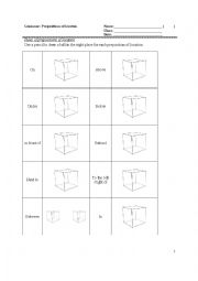 English Worksheet: Rules of prepositions of place