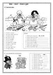 English Worksheet: His - Her - Have got
