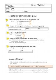 English Worksheet: Mid term test N3