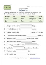 second grade - adjective worksheet blanks1