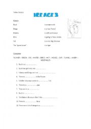 English Worksheet: ice age 3 video session