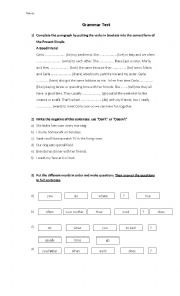 English Worksheet: Grammar Test